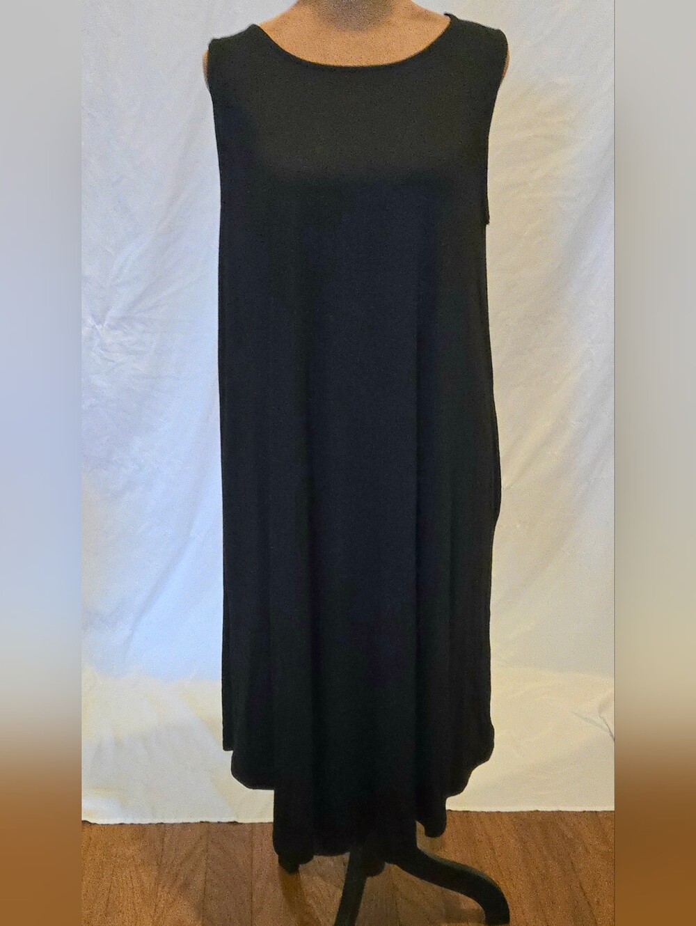 Zenana Outfitters Women's Black Sleeveless Midi Soft Swing Dress Casual Size XL